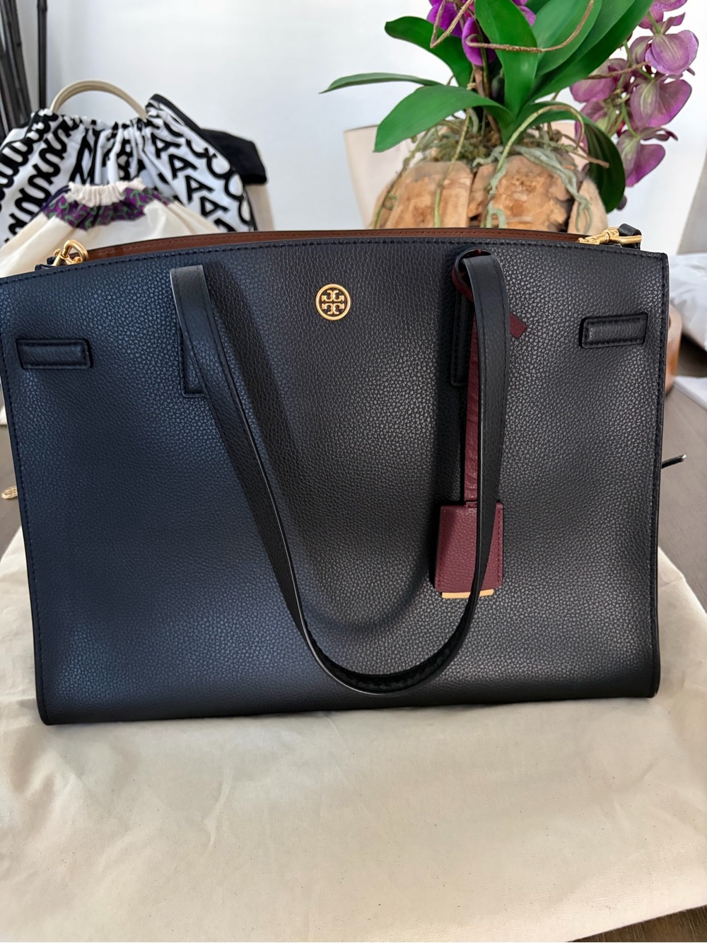 Tory Burch Walker Satchel Tote Black